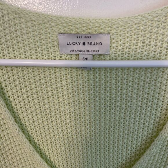 LUCKY BRAND Green V Neck Cotton Blend Sweater.Size S - Picture 7 of 15